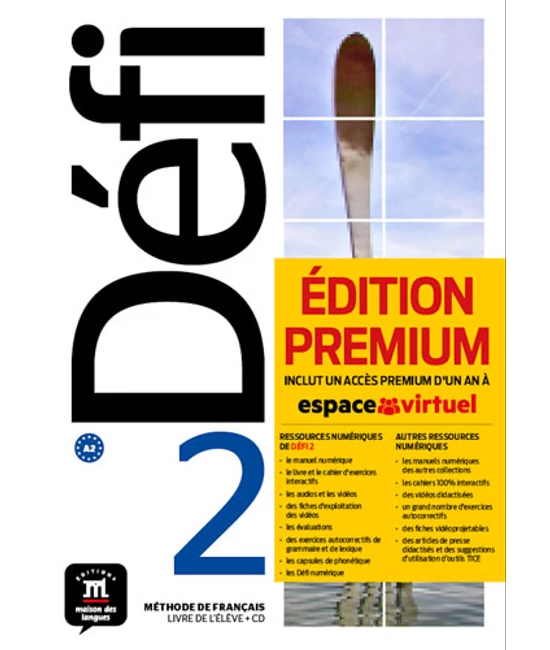 Défi 2  Livre de l’élélve et CD audio et CD audio Code Premium un an